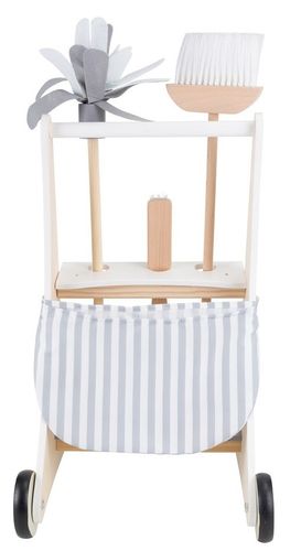 עגלת כלי ניקוי מעץ עם 5 אביזרי משחק