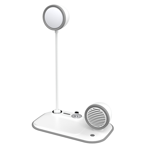 מעמד טעינה אלחוטי 15W משולב עם רמקול Bluetooth ותאורת לד