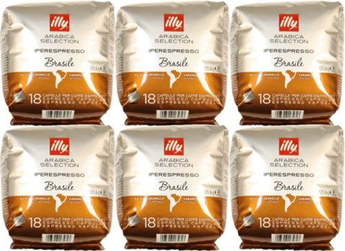 108 (6X18) קפסולות הייפר אספרסו אילי ברזיל Illy IperEspresso Brasile