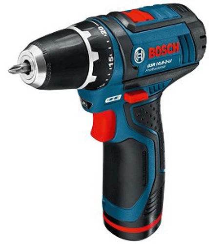 מברגה/ מקדחה קומפקטית נטענת + סוללה GSR 12V +סט מקדחים + תיק בד Bosch 