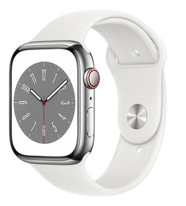 שעון חכם Apple Watch Series 8 45mm Stainless Steel Case Sport Band GPS + Cellular אפל