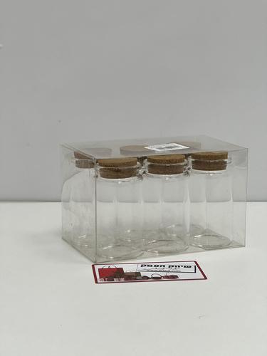 צנצנת זכוכית עם פקק שעם 4.5/8 ס