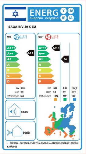 ‏מזגן עילי INV 30X EU שנת 2023 Saga סגה