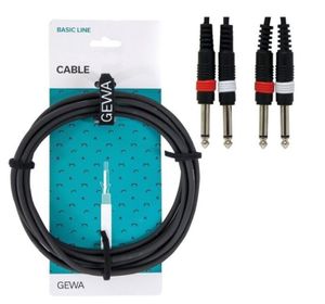 כבל TWIN אורך 6 מטר 2xPL 6.3 - 2xPL 6.3 מסדרת BASIC LINE מבית GEWA (Germany)