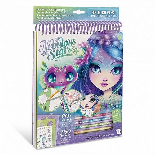 ערכת יצירה וצביעה נבולוס 80 שבלונות, 250 מדבקות ו 5 עפרונות צביעה - ננופיה