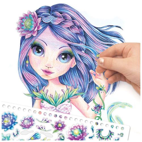 ערכת יצירה וצביעה נבולוס 80 שבלונות, 250 מדבקות ו 5 עפרונות צביעה - ננופיה