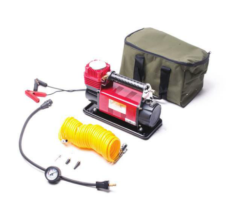 מדחס / קומפרסור אויר 12V ספיקה כפולה כולל תיק נשיאה - חיבור למצבר ROHER