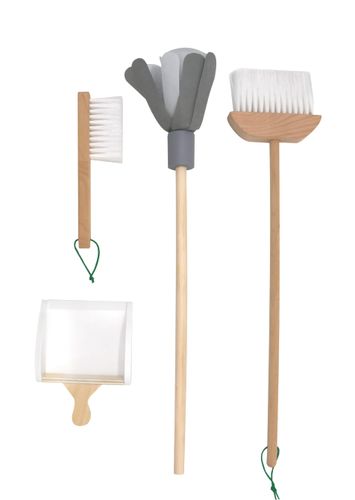 עגלת כלי ניקוי מעץ עם 5 אביזרי משחק