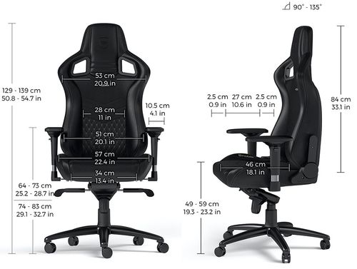 כיסא גיימינג עור אמיתי Noblechairs EPIC Real Leather Gaming Chair Black