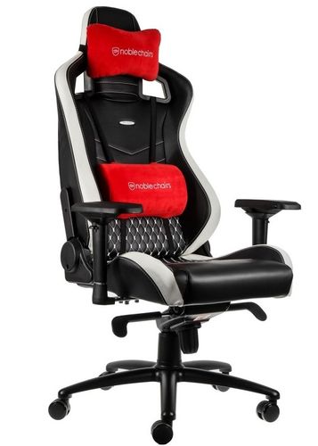 כסא גיימינג עור אמיתי Noblechairs EPIC Real Leather Gaming Chair Black/White/Red