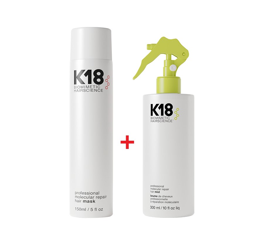 מארז ספרי ומסכה לשיקום מולקולרי של שיער K18 Hair Mist 300 ml and Mask 150 ml Kit
