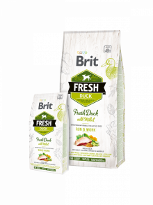 מזון לכלב בריט פרש לכלבים פעילים ברווז 12 ק"ג Brit Fresh