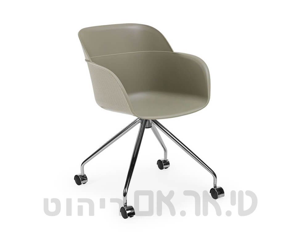 כסא דגם מישל מושב פלסטיק על גלגלים