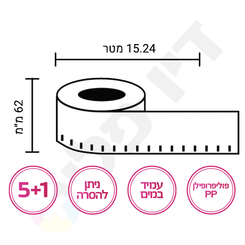 מבצע 5+1 מתנה!! גלילי נייר למינציה למדפסות ברדר QL מדגם DK-22212 מומלץ!!