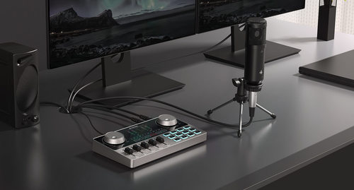 חבילת פודקאסט EC2818 ALL IN ONE הכוללת ממשק עם מיקסר וכרטיס קול + מיקרופון קונדנסר PODCAST מבית DONNER