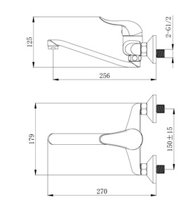 ברז קיר למטבח ניקל מבריק 2306L סיוון אופיר