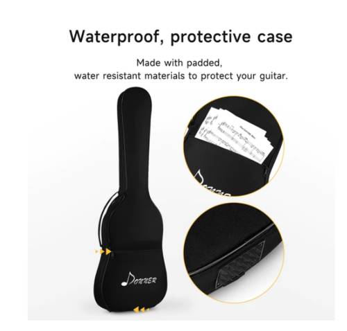 באנדל גיטרה חשמלית EC1098 בצבע סאנברסט + קורס גיטרה אונליין + מגבר מיני + תיק + קאפו + רצועה + טיונר + כבל + מפרטים DST100 מבית DONNER