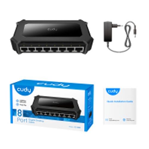 מתג לא מנוהל עם 8 פורטים במהירות 10/100/1000 Mbps עם ספק חיצוני CUDY