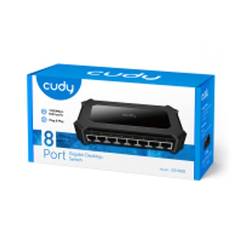 מתג לא מנוהל עם 8 פורטים במהירות 10/100/1000 Mbps עם ספק חיצוני CUDY