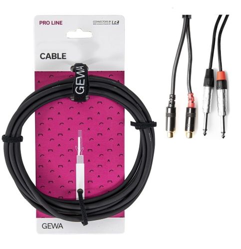 כבל TWIN אורך 3 מטר 2xPL 6.3 - 2x PL 6.3 connectors מסדרת PRO LINE מבית GEWA (Germany)