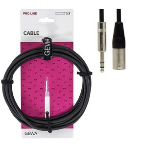 כבל מאוזן 1x 6.3 mm Stereo jack - 1x XLR (m) אורך 6 מטר מסדרת PRO LINE מבית GEWA (Germany)