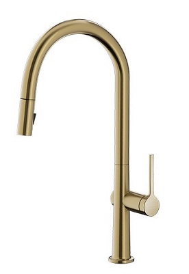 חמת Sense- ברז מטבח מזלף נשלף שני מצבי זרימה 306369F15 זהב מט