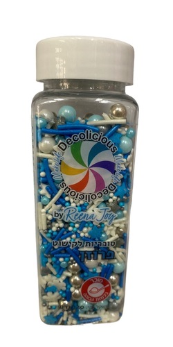 סוכריות לקישוט פרוזן 120 גר' Blue & white cake sprinkles