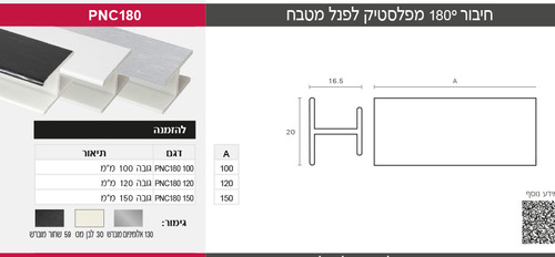 חיבור משתנה מפלסטיק לפנל מטבח