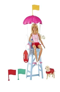 ברבי מצילה עם כיסא מציל וכלבלב