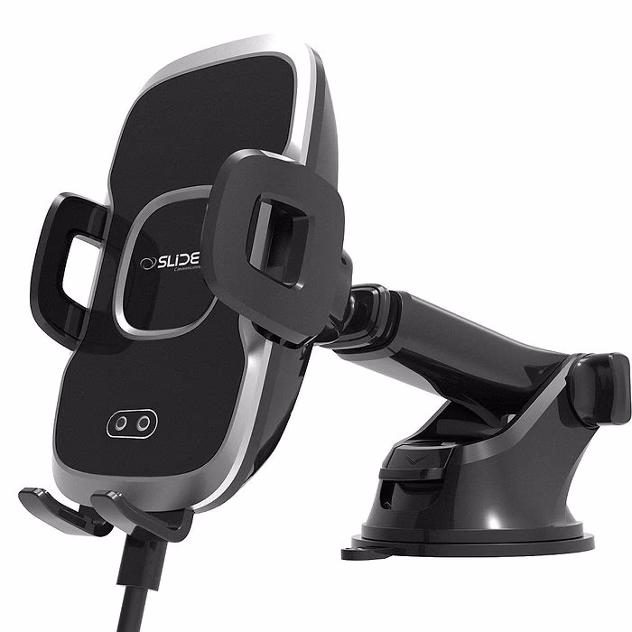 תושבת ומטען אלחוטי לרכב Slider E18 עם חיבור Type C וטעינה מהירה 15W