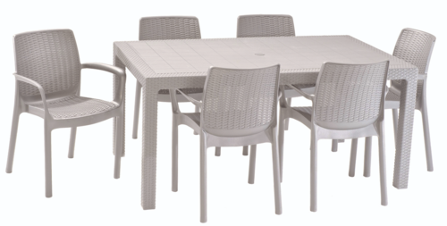 סט מלודי- שולחן ו-6 כסאות באלי MELODY SET - קפוצ'ינו/לבן/אפור