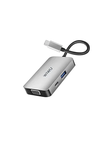 תחנת עגינה 5 ב-1 למחשב נייד USB-C  עם חיבורי HDMI, אודיו 3.5, Type-C, USB 3.0, VGA