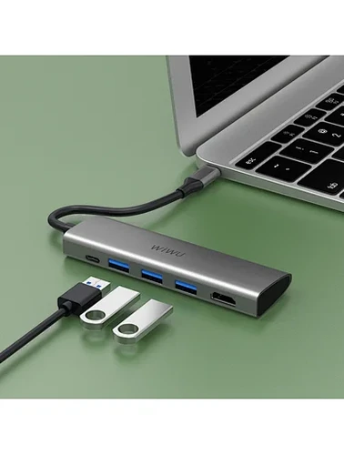תחנת עגינה 5 ב 1 עם חיבור USB Type C דגם WiWU-Alpha 531H