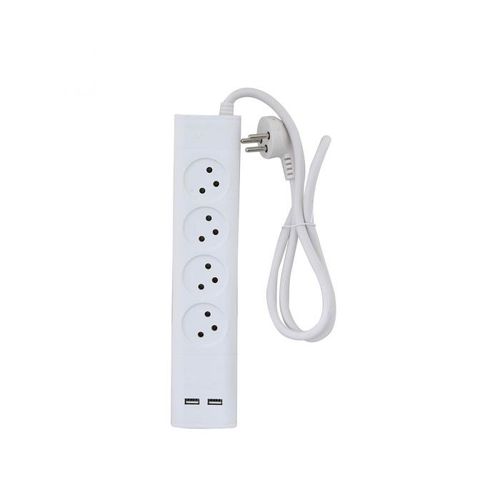 רב שקע 4 מקומות עם כבל 1 מטר וחיבור USB semicom