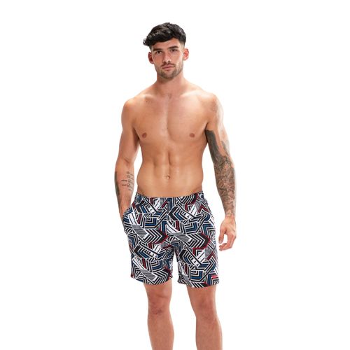 מכנס ים לגברים | Sport Allover 18″ Swim Shorts Black/Red