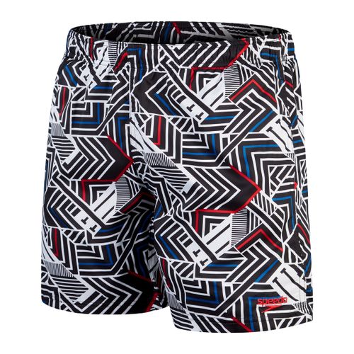 מכנס ים לגברים | Sport Allover 18″ Swim Shorts Black/Red