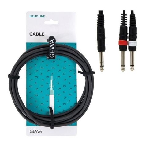 כבל Y אורך 6 מטר PL(s) 6.3 - 2xPL 6.3 מסדרת BASIC LINE מבית GEWA (Germany)