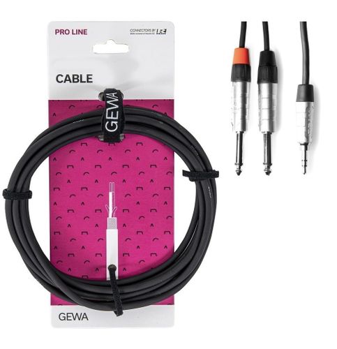 כבל Y אורך 1.5 מטר PL(s) 3.5 - 2xPL 6.3 מקצועי מסדרת PRO LINE מבית GEWA (Germany)