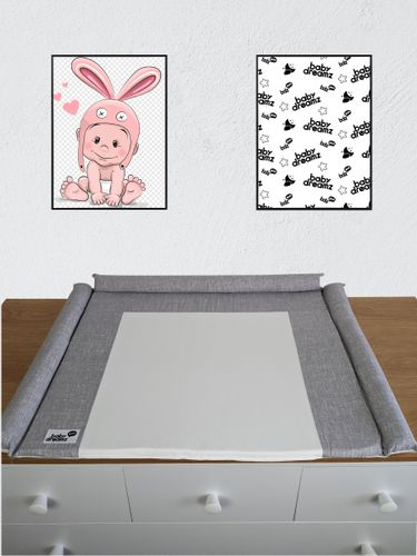 משטח / מזרן החתלה לשידת תינוק משולב כותנה אורגנית ושעוונית - סלאב אפור