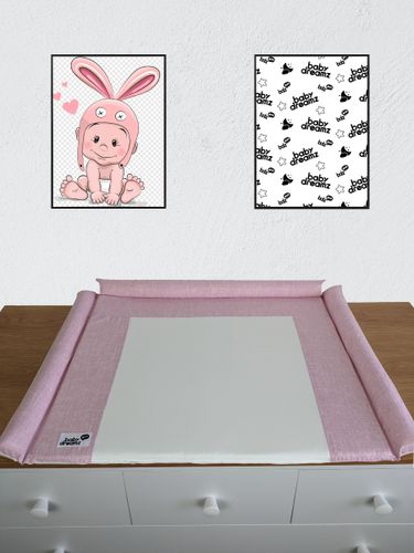 משטח / מזרן החתלה לשידת תינוק משולב כותנה אורגנית ושעוונית - סלאב ורוד