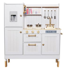 מטבח משחק מפואר לילדים עם מקרר, מכונת קרח, תנור, כיריים אורות וצלילים - אפרת