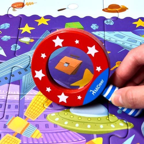 פאזל רצפה 42 חלקים עם זכוכית מגדלת - בלשים בחלל