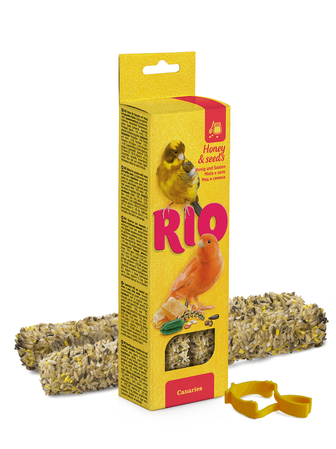 מקלות RIO לכנריות עם דבש וזרעים בריאים, 2x40 גרם