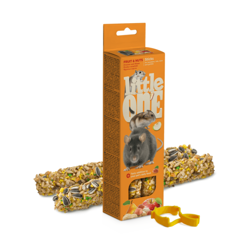 Little One מקלות לאוגרים, חולדות, עכברים וגרבילים עם פירות ואגוזים