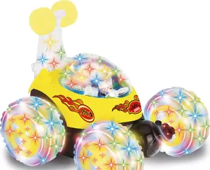 מכונית פעלולים נטענת FLIP CAR עם שלט ואורות דיסקו 