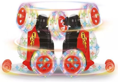 מכונית פעלולים נטענת FLIP CAR עם שלט ואורות דיסקו 