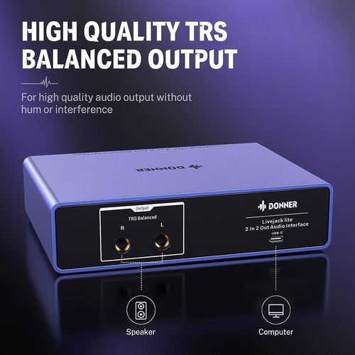 כרטיס קול Livejack Lite EC1344 עם כניסת מיקרופון וכניסת ליין ברזולוציית הקלטה גבוהה מבית DONNER