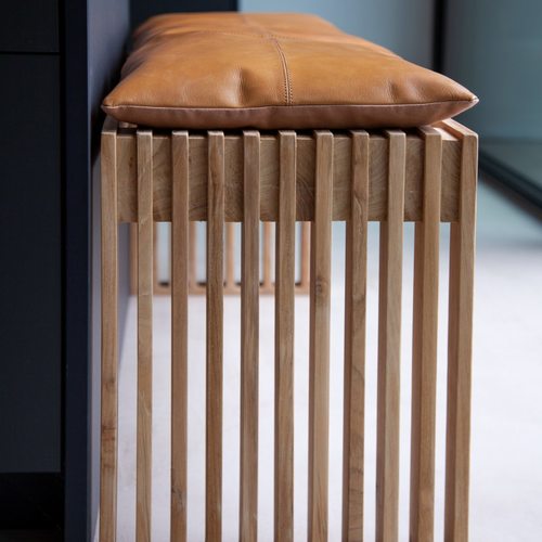 כרית לספסל עור חום תלת מושבי RIB genuine leather