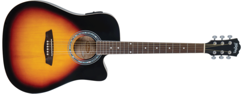 גיטרה אקוסטית מוגברת CUTAWAY בצבע סאנברסט WA-90CE מבית WASHBURN