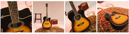 גיטרה אקוסטית מוגברת CUTAWAY בצבע סאנברסט WA-90CE מבית WASHBURN